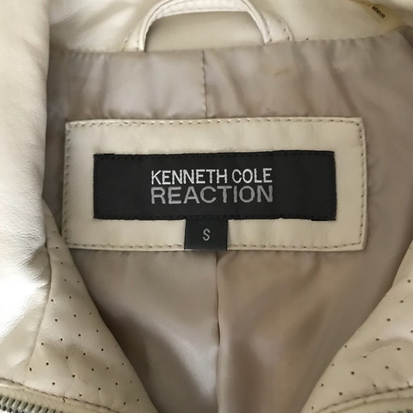 Kenneth Cole Faux Leather Jacket, sz S, Ivory - Picture 3 of 5